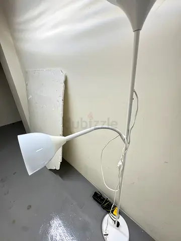 White adjustable floor lamp with gooseneck — used