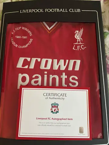 Signed Ian Rush Framed Autographed Liverpool FC 1985-1986 Jersey with COA