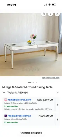 Mirrored 8-Seater Dining Table - Modern Glass Top