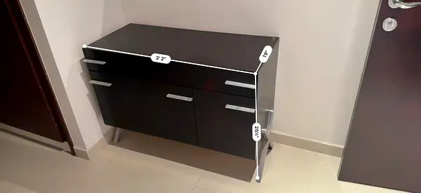 Black Console Cabinet with Drawers and Doors - Good Condition