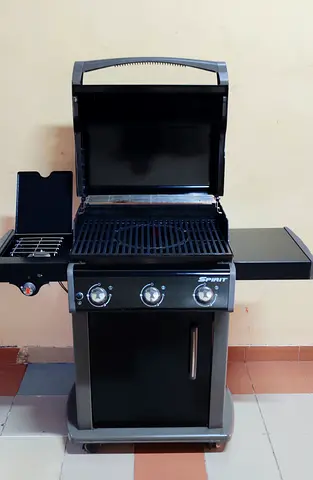 Weber Gas BBQ Grill with Side Burner and Storage Cabinet