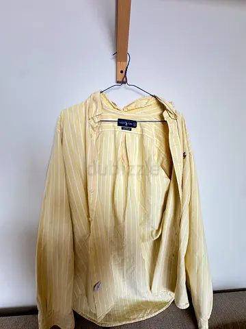 Light yellow Ralph Lauren striped women's blouse, custom fit (casual long-sleeve)