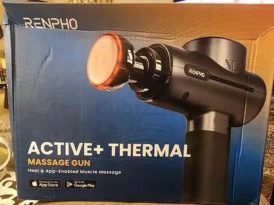 Renpho Active Thermal Massage Gun, 1800 3200 RPM, 5 Built-In Speed, 10mm Amplitude, 4 Head Attachmen