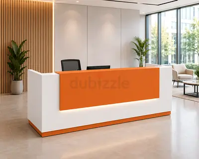 4 Person L-Shaped Office Workstation with Acoustic Partition in UAE