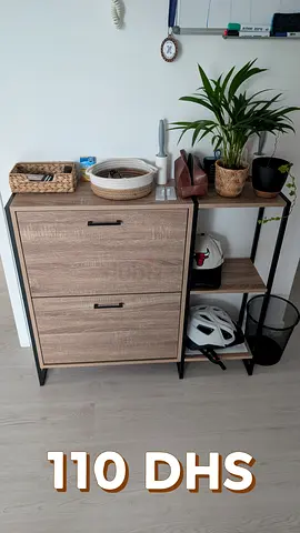 Wooden Shoe Cabinet with Open Shelves - Light Oak Finish