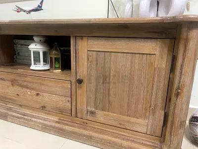 Style Wooden TV Table and Coffee Table with Metal Frame