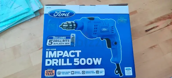 Ford 500W Impact Drill (Brand New, Includes 5 Drill Bits)