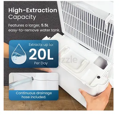 Pro Breeze 20L Premium Compressor Dehumidifier with 5.5L Tank - Brand New Sealed