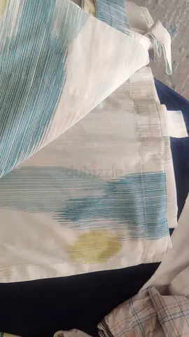 Modern Abstract Pattern Blue and White Curtains