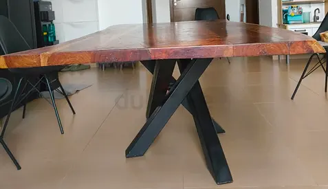 Custom-made oak wood 6 seater dining table
