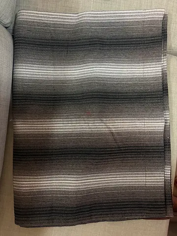 Grey striped flatweave curtains  — good condition (55x90 inches) pair