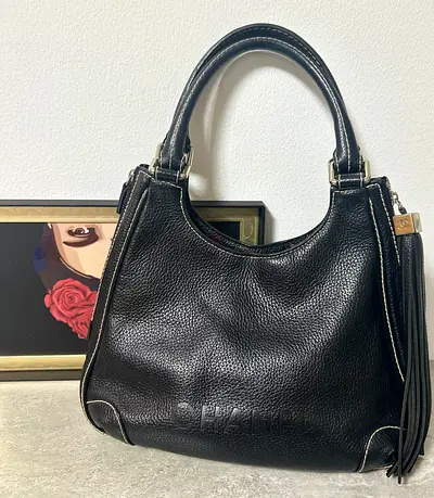 Black Chanel style Leather Shoulder Bag