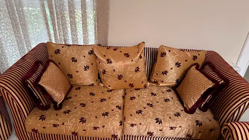 3-seater fabric sofa with cushions - good condition