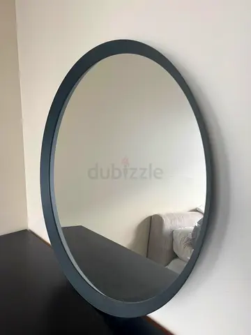Round Wall Mirror with Matte Grey Frame - 60cm