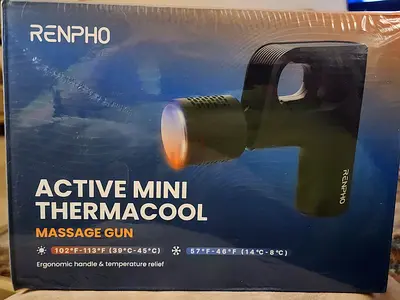 RENPHO Active Mini Thermacool Massage Gun with Heat and Cold, Percussion Deep Tissue Back Massager E