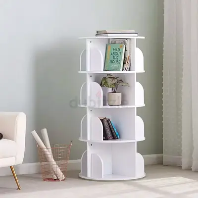 White Rotating 4-Tier Corner Bookcase / Display Shelf