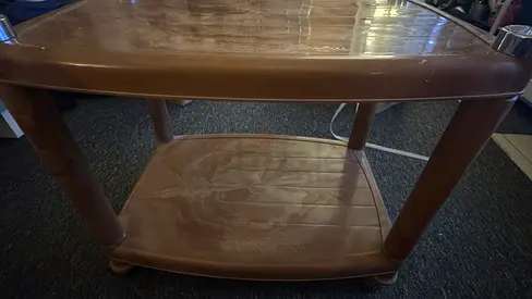 Urgent sale —Brown Plastic Two-Tier Side Table