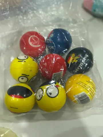 Pack of 8 Small Squeeze Emoji and Logo Stress Balls - Assorted Colors