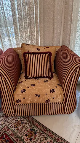 Single upholstered armchair with matching cushion - good condition