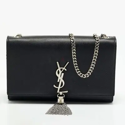 Saint Laurent kate tassel medium black leather shoulder bag