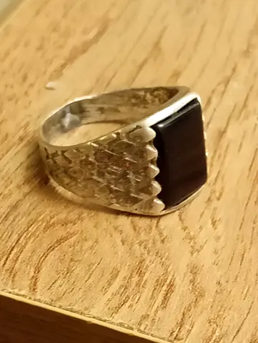 Sterling Silver Men's Signet Ring with Black Onyx Stone