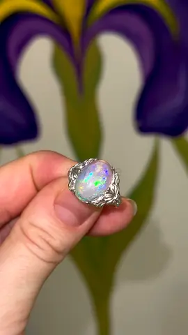 Silver Ring with Large Oval Opal Stone