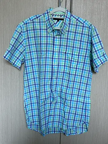 Tommy Hilfiger short-sleeve checked men's shirt - L (flawless)
