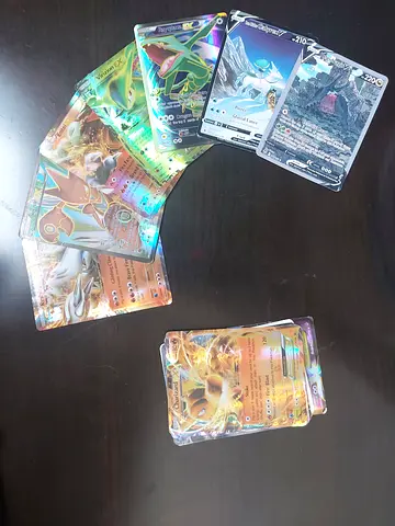 Collection of Holographic Pokémon Trading Cards (Rare EX/GX/V Max) - Excellent Condition(17 cards)