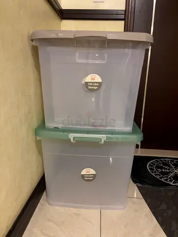 Set of 2 Plastic Storage Boxes 150L each — Good Condition