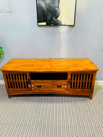 Solid Wood TV Cabinet / Entertainment Unit - Rustic Finish
