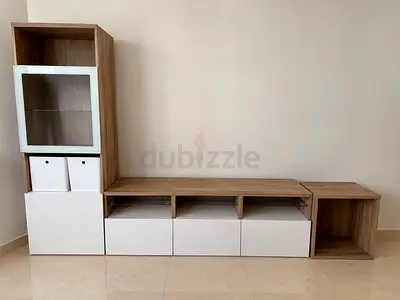 Modular TV Entertainment Unit - Wood & White Finish