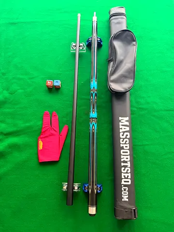 Mas sports eq original carbon fibre Pool Cue Set with Case, Chalk and Glove -13mm