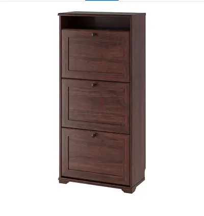 IKEA Hemnes Shoe Cabinet with 3 Compartments Dark Brown Wood