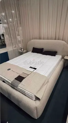 Modern Upholstered Bed with Curved Headboard