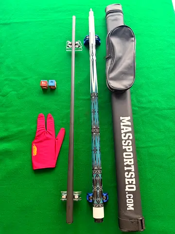 MAS Sports original carbon fibre 2-Piece Professional Billiard Cue Set with Case, Glove and Chalk