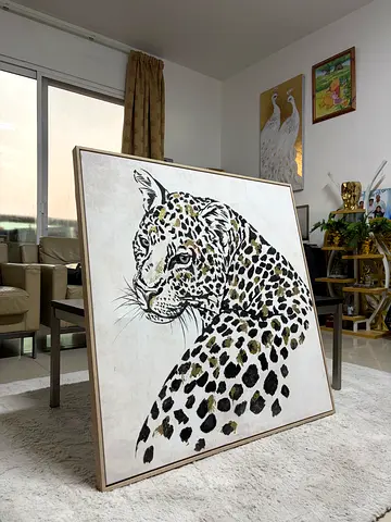 豹️ Modern Luxury Leopard Canvas Print with Gold Accents 豹️