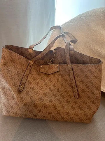 Guess Light brown patterned tote bag - spacious everyday shoulder bag