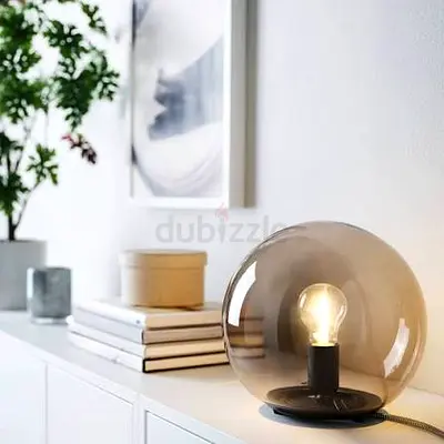 Pair of IKEA FADO Smoked Glass Table Lamps