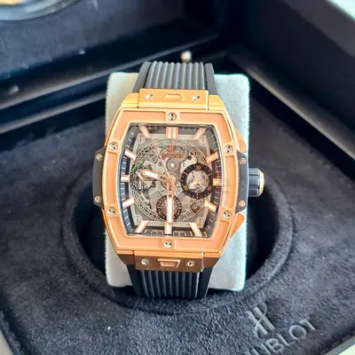The featured watch is a Hublot Spirit of Big Bang King Gold (Ref. super master quality Swish machins