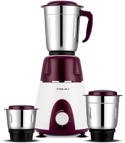 Bajaj Rex Mixer Grinder 500W|Mixie For Kitchen With Nutri-Pro Features|3 SS Mixer Jars - Purple