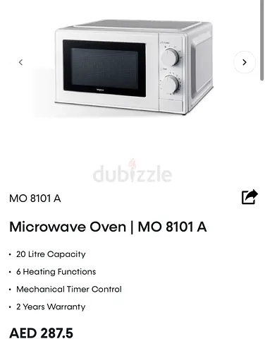 Used white countertop microwave - working condition