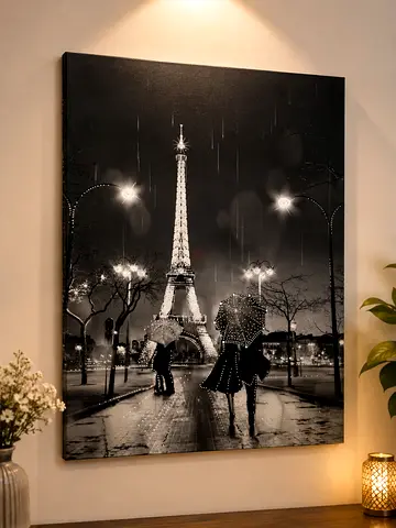 Black & White Eiffel Tower Canvas Print — 60x90cm (Approx.)