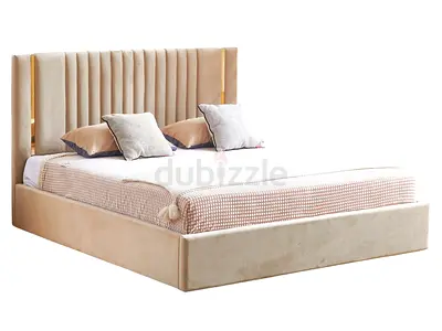 Luxury Bedroom Furniture Set – King Storage Bed incl. Matress + Gold Glass Tables x3 | Like New