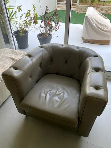 West Elm, Genuine Leather Bucket Style Armchair