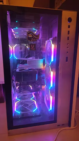 Custom RGB Gaming Desktop Tower with Tempered Glass Side Panel and 4k screen