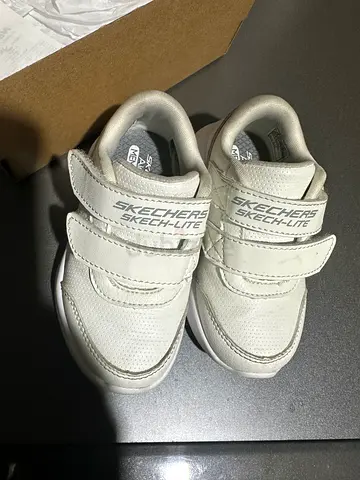 White Skechers kids velcro sneakers, gently used
