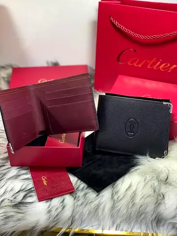 Cartier leather men's wallets (black & burgundy) - authentic style