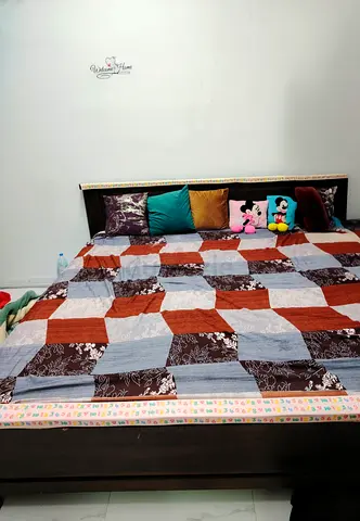 Solid Wood Queen Bed Frame with Headboard - Dark Brown