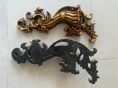 Pair of Ornate Decorative Wall Appliques - Baroque Style weight 2.5kg each