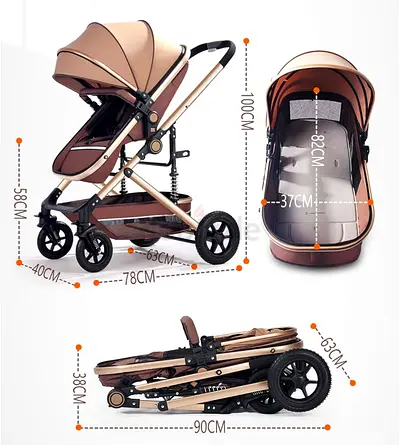 Lightweight Foldable Baby Stroller with Adjustable Sunshade and 5-Point Harness